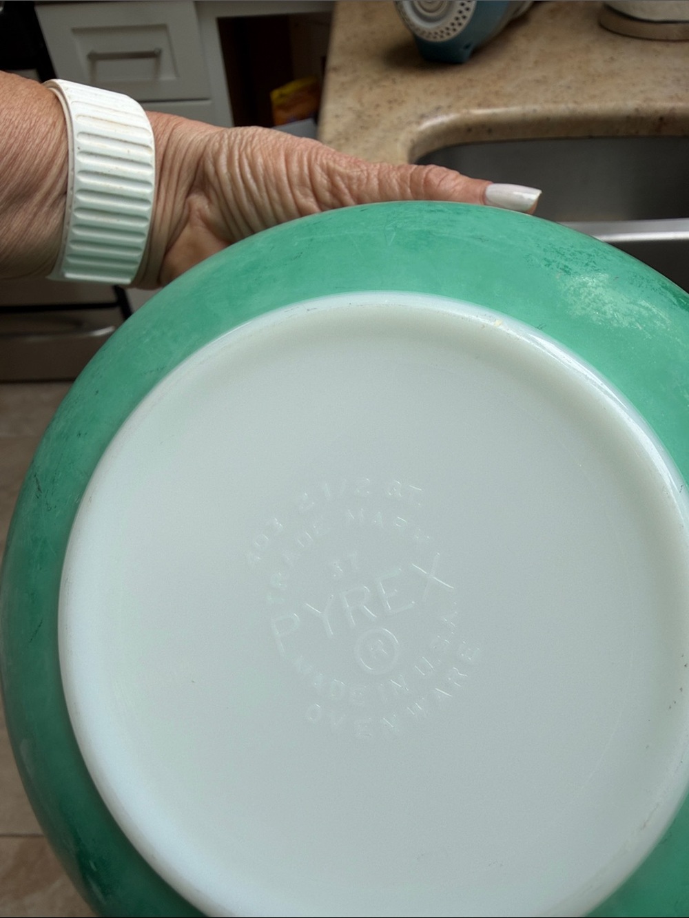 Colorful Ceramic Pyrex Mixing Bowl Set - Red, Teal, Blue - Picture 5 of 10
